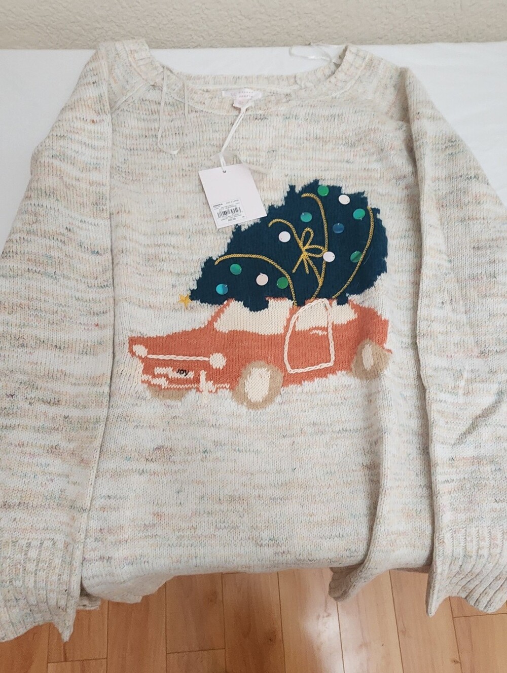 NWT LC Lauren Conrad Cozy Christmas Car Intarsia Knit Sweater XL